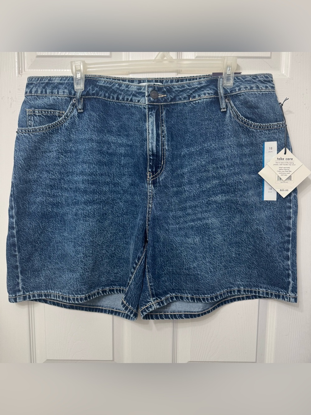 Ava & Viv Midi High Waist Shorts Women’s Plus Size 18 Blue Denim Relaxed Fit NWT